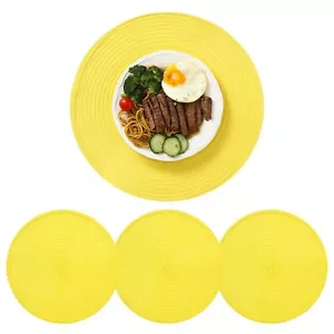 Round Braided Placemat 15 inch Washable Cotton Round Placemats Set of 4 Round... - Picture 1 of 7