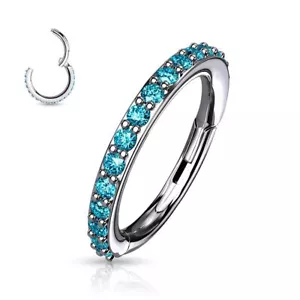 Piercing Ohr Ring Scharnier Fassung Strasssteine Türkis - Bild 1 von 1