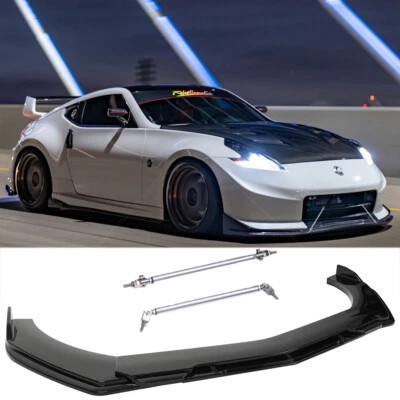 Front Bumper Lip Spoiler Splitter Body Kits + Strut Rods For Nissan 300ZX 370Z - Image 1 of 4