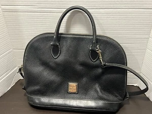 Dooney & Bourke Pebble Grain Leather Zip Zip Satchel Zipper Closure Black  - Picture 1 of 13