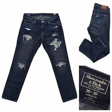 Abercrombie & Fitch Blue Langdon Ripped Denim Jeans Size 30W 30L NEW RRP £78