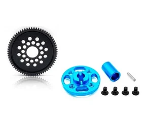 ALU SPUR GEAR W/ ADAPTER - 63T / 64T / 66T / 71T FOR 1/10 TAMIYA TT02 TT-02D CAR - Picture 1 of 8