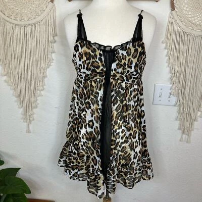 Betsey Johnson leopard print sheer nighty small - Image 1 of 4