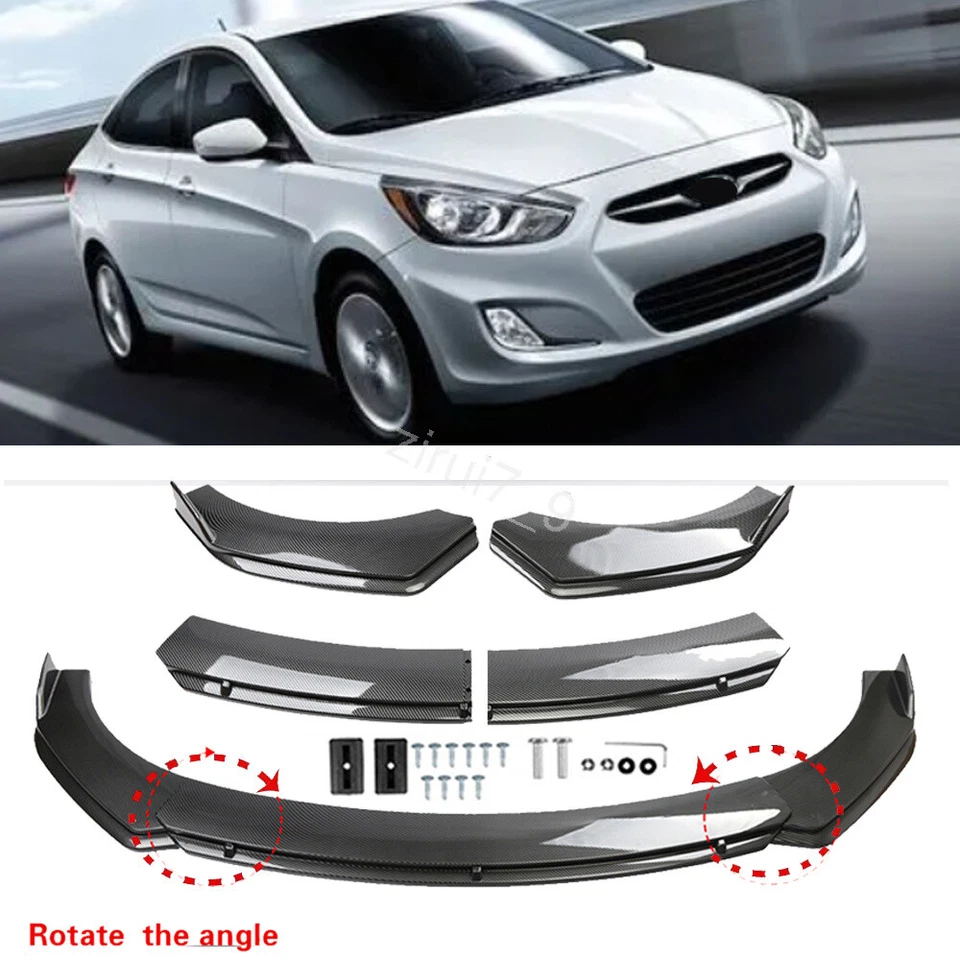 For 12-17 Hyundai Accent Sedan/Hatchback Carbon Style Front Bumper Spoiler Lip - Imagem 1 de 4
