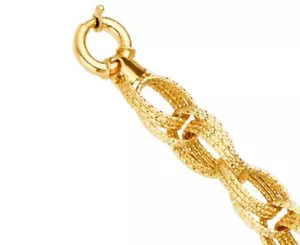 14K Gelbgold ovale Gliederkette Armband gerippt Diamantschliff 9 mm breit 8,7 gr 7,5" - Bild 1 von 5