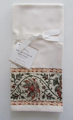 Juego de 2 toallas de mano Pottery Barn Kalimkari de algodón con bordes para invitados nuevas con etiquetas Foto 1 de 4