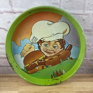 Cheinco BBQ Metal Tray Surreal Weird Vintage Barbecue 14” Round - Picture 1 of 8