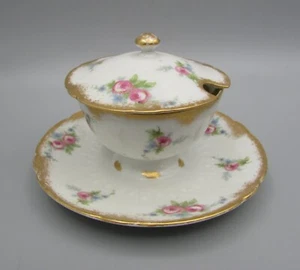 CFH/GDA - Covered Mustard Dish - Pink Roses - Picture 1 of 7