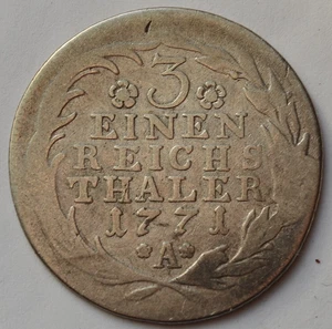 Prussia 3 Einen Thaler 1771 A, 1/3 Reichsthaler, German States, Friedrich II - Picture 1 of 2