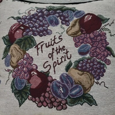 Fruits of Spirit 17" Tapestry Dark Green Velvet Decor Throw Pillow by Fashion - Image 1 of 4