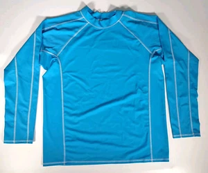 Lands End Long Sleeve Rash Guard Boys XL HUSKY 14H-16H Youth Blue Swim Top Shirt - Picture 1 of 4