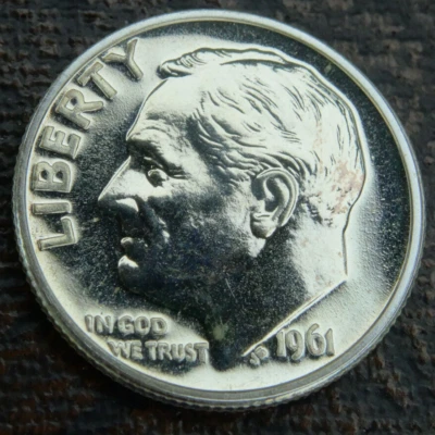 1961 Roosevelt Dime Proof PR 90% Silver US Mint Coin 10C - Image 1 of 4