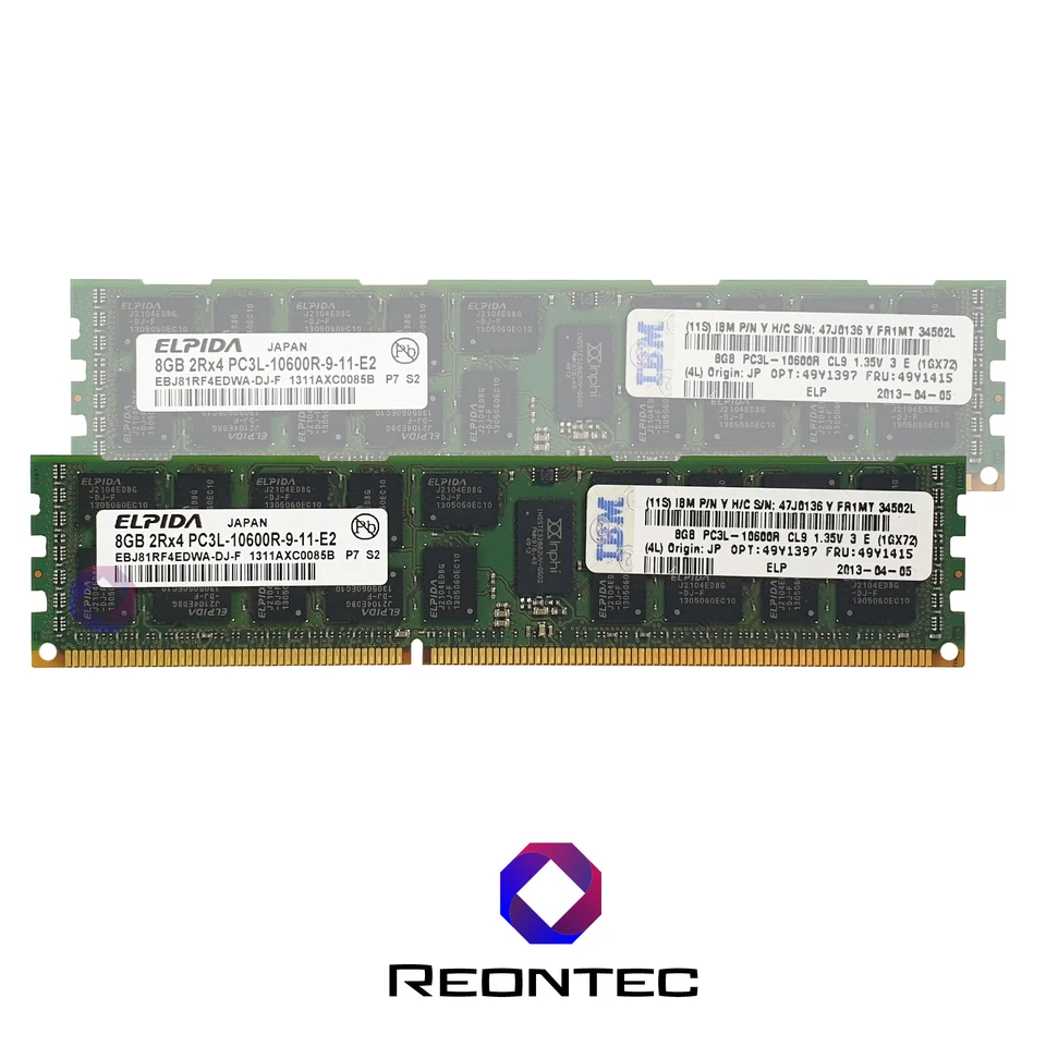 8GB SERVER RAM Elpida PC3L - 10600R DDR3L EBJ81RF4EDWA-DJ-F 2Rx4 - Immagine 1 di 1