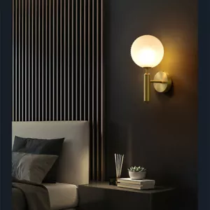 Indoor Wall Light Bedroom Wall Lamp Gold Wall Lighting Hallway Glass Wall Sconce - Picture 1 of 4