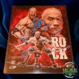 *WWE THE ROCK FIRMADO AUTOGRAFIADO 8X10 ROCK ARCHIVO FOTOGRÁFICO COLLAGE TINTA AZUL #ROCK1* - Imagen 1 de 2