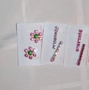 Gymboree CANDY APPLE  3 Packs of Rhinestone  Hair Clips Accessories NWT - Picture 1 of 3