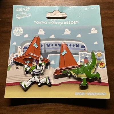 Japan Tokyo Disney Resort Toy Story Pop Up & Beyond Buzz & Rex Pin Set - Image 1 of 4