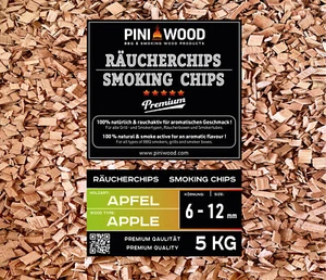 PINI 5 Kg Räucherchips Apfel 6-12 mm Smoking Chips Räucherspäne 18 Liter - Bild 1 von 4