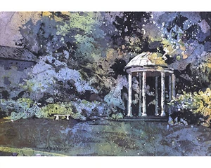 UNC Old Well painting.  University of North Carolina Chapel Hill art (print) - Picture 1 of 11