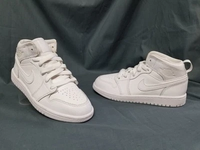Jordan 1 Mid (PS) Cuero Triple Blanco Talla 13c Pantalla ¡NUEVO SIN CAJA! Foto 1 de 4