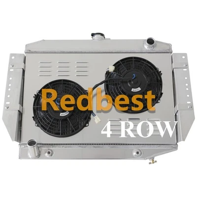 4 Row Radiator Shroud+Fan Fit 1972-1988 Jeep Cherokee J10 J20 / Wagoneer 5.9L V8 - Image 1 of 4
