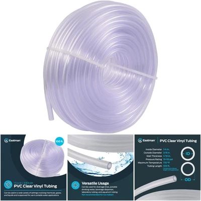 Tubo de PVC azul transparente, diámetro de 1/4 pulgada, longitud de 100 pies Foto 1 de 4