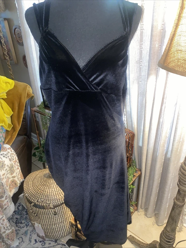 betsy johnson - Vestido midi de terciopelo vintage manga gorra lateral cuello en V terciopelo Foto 1 de 4