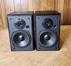 Vintage Polk Audio Mini Monitor Bookshelf Speakers Black Tested NO GRILLES Read* - Picture 1 of 14