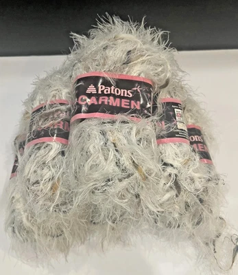 New 6 Skeins Patons Carmen Yarn Color 07008 Ivory 1.75 oz 64 Yds Each - Image 1 of 3