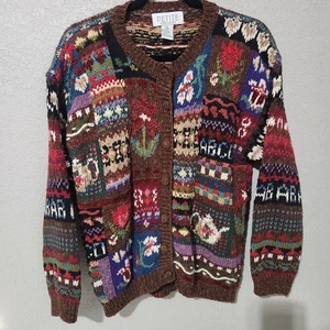 Maglione Petite Sophisticate donna Petite marrone medio multi cardigan patchwork - Foto 1 di 14