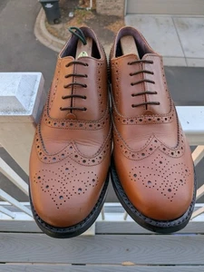 Samuel Windsor Mens Brown Leather Wingtip Shoes US 10.5 Mint Shoe Trees Included - Picture 1 of 24