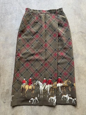 Vintage 80s Ralph Lauren Wool Laine Lined Wrap Plaid Full Skirt Women’s 10 - Image 1 of 4