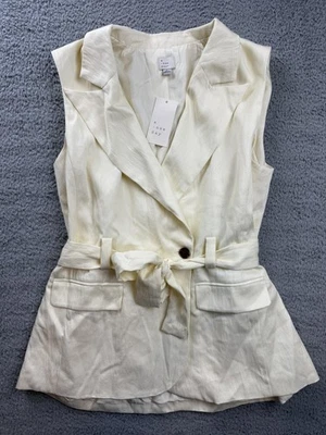 Новый день жилет женщин большой слоновой кости галстук ремень без рукавов Blazer полностью с подкладкой карманы - Изображение 1 из 4