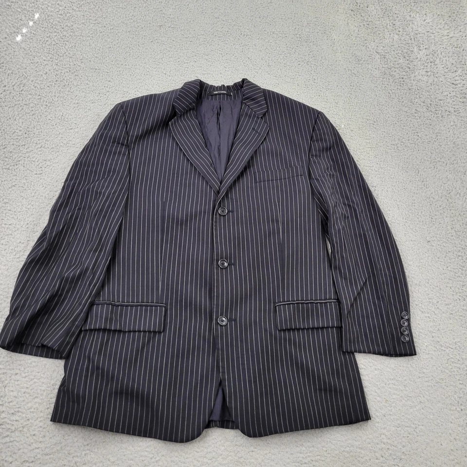 Blazer masculino Calvin Klein 38S lã preto listrado bolsos terno jaqueta casaco esportivo - Imagem 1 de 4