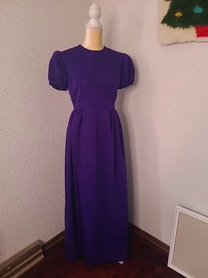Vestido Largo Vintage Años 60 70 Púrpura Mod Go-Go Personalizado S M Poliéster Tejido Formal Foto 1 de 4