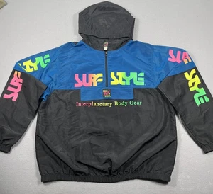Vintage Surf Style Jacket Mens One Size Interplanetary Gear Windbreaker Neon 90s - Picture 1 of 10