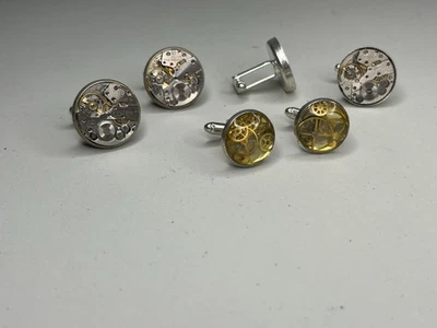 Lote De Colección 3 Piezas Gemelos Steampunk Hechos a Mano de Movimientos de Relojes Soviéticos. URSS - Imagen 1 de 4