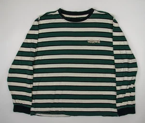 Welcome Skateboard Spruce Green & White Striped Long Sleeve Shirt Women's Size L - Picture 1 of 2