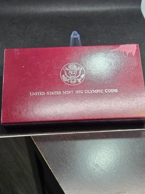 1992 U.S. MINT Proof Olympic 2 Coin set - Silver Dollar & Clad Half W/Box & COA - Image 1 of 4