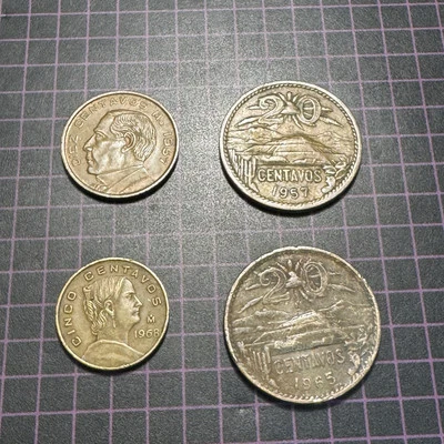 Lote (x4) 20, 10, 5 Centavos Monedas México 1957, 1965, 1968 Foto 1 de 4