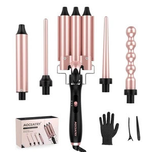 5 in 1 Curling Wand Set with 3 Barrel Hair Crimper for Women,Fast Heating Hai... - Picture 1 of 6