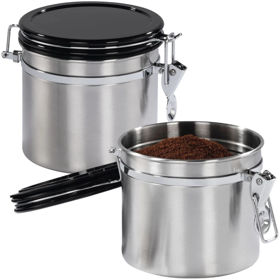2x Xavax Kaffeedose Edelstahl für Kaffeepulver Luftdicht Vorratsdose Behälter