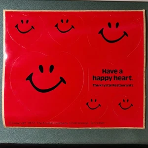 Vintage 1972 Krystal Burgers Restaurants * Have A Happy Heart * Aufkleber Chattanooga - Bild 1 von 4