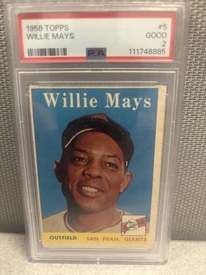 1958 Topps #5 Willie Mays PSA 2 recién regresado de PSA - excelentes colores Foto 1 de 2