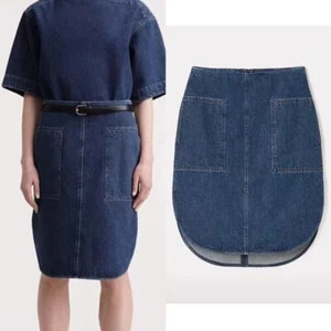 Toteme Deep Blue Jeansrock Baumwolle geschwungener Saum hoher Bund Jeansrock - Bild 1 von 11
