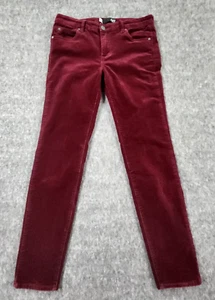 Kut Pants Womans 8 Corduroy Micro Velvet Stretch Burgundy Soft Hipster - Picture 1 of 20