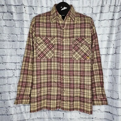 Vintage 80s Wool John Henry  Camel Cigarette Collab Shirt Mens Large Brown/ Red  - Image 1 of 4