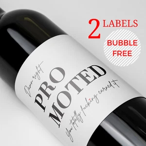 2x Promotion Wine Champagne Label NEW JOB PROMOTION GIFT - Picture 1 of 6