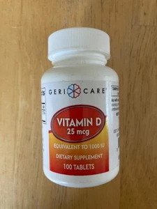 GeriCare Vitamin D Supplement Vitamin D3 1000iu 25mcg 100 Tablets - Picture 1 of 2