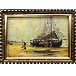 Seascape sailboat oil painting Original art Impressionism Impasto painting 4x6 - Picture 1 of 8